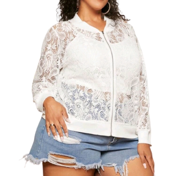 PRETTY ☆ OFF-WHITE PAISLEY LACE ☆ BOMBER JACKET ☆ NWT - Picture 2 of 10